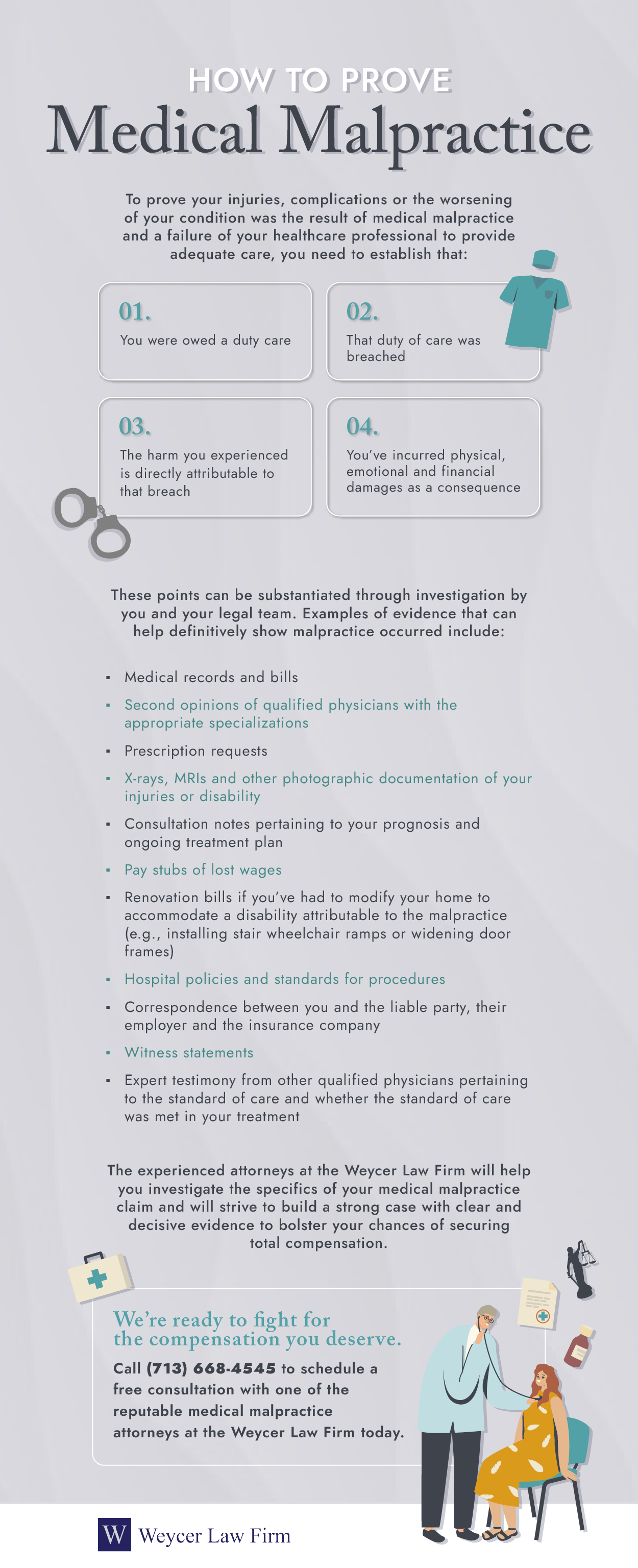 infographic that shares how to prove medical malpractice